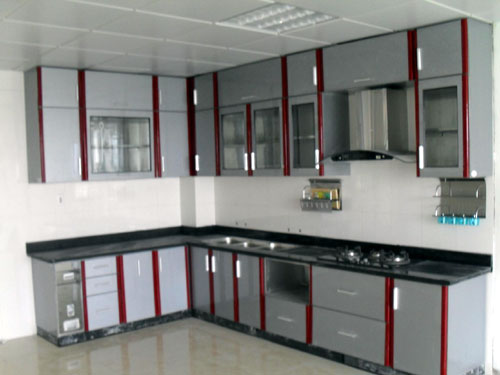 Tủ bếp nhôm kính sơn tĩnh điện